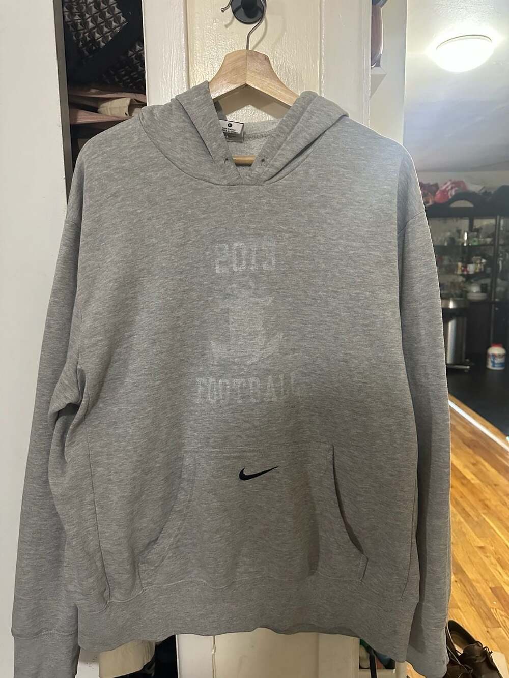 Nike 2013 Football Graphic Hoodie Gray Fleece Mens Large